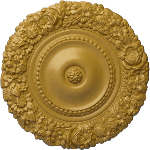 Ekena Millwork Marseille Ceiling Medallion (Fits Canopies up to 7 3/8"), Hand-Painted Iridescent Gold, 21"OD x 2"P CM21MAIGS - main